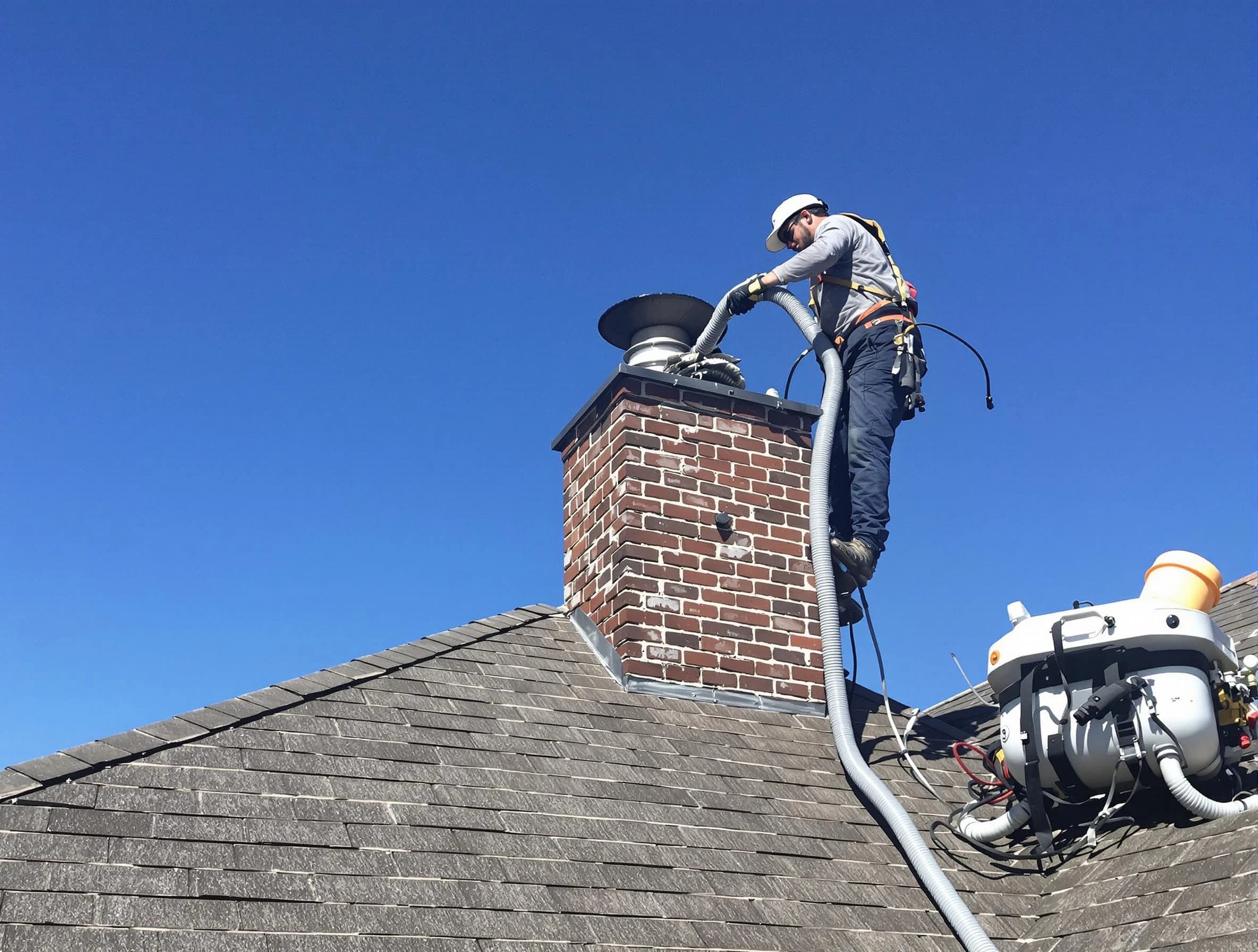 Dedicated Marshall Chimney Sweep team member cleaning a chimney in Marshall, PA
