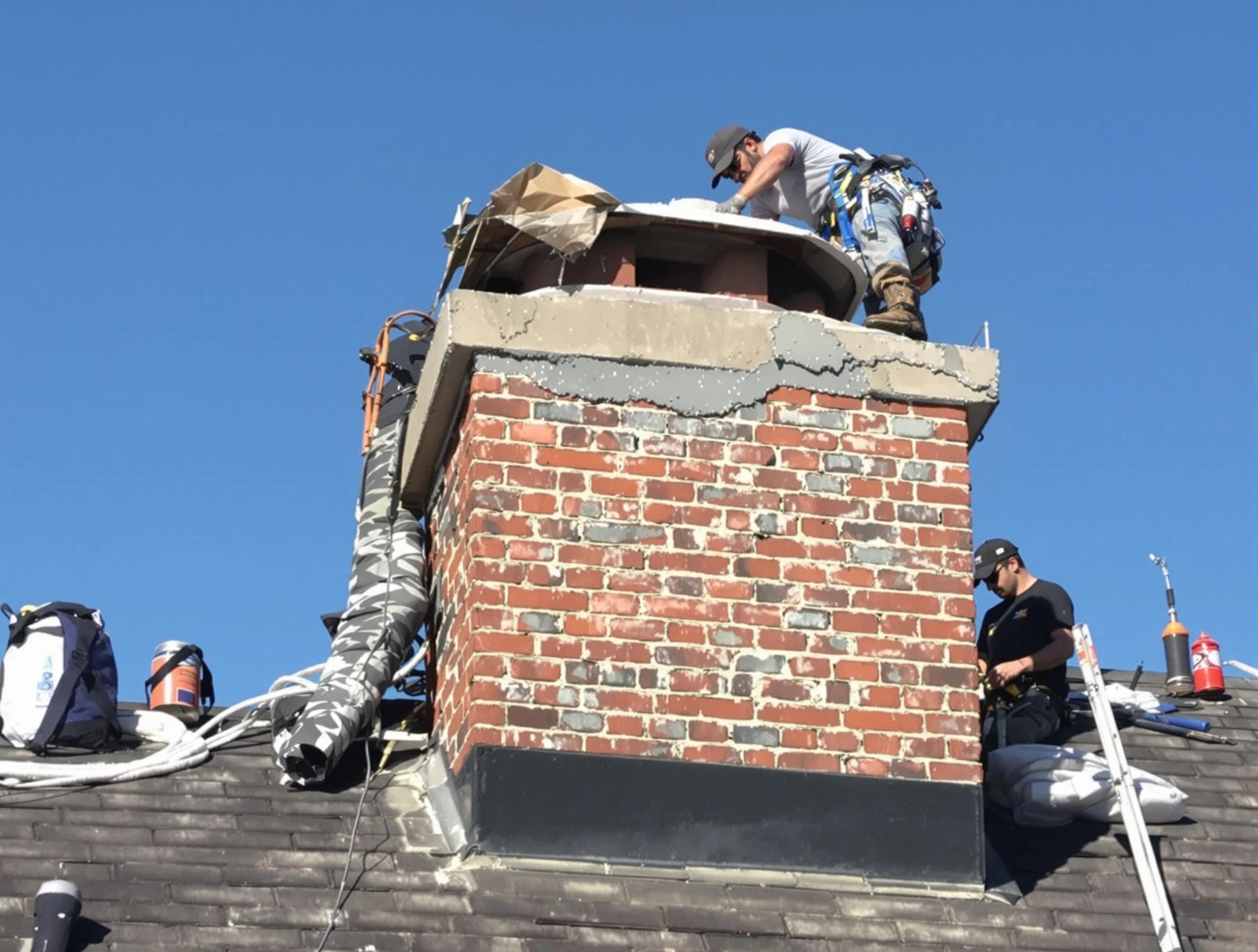 Marshall Chimney Sweep installing a custom chimney crown in Marshall, PA