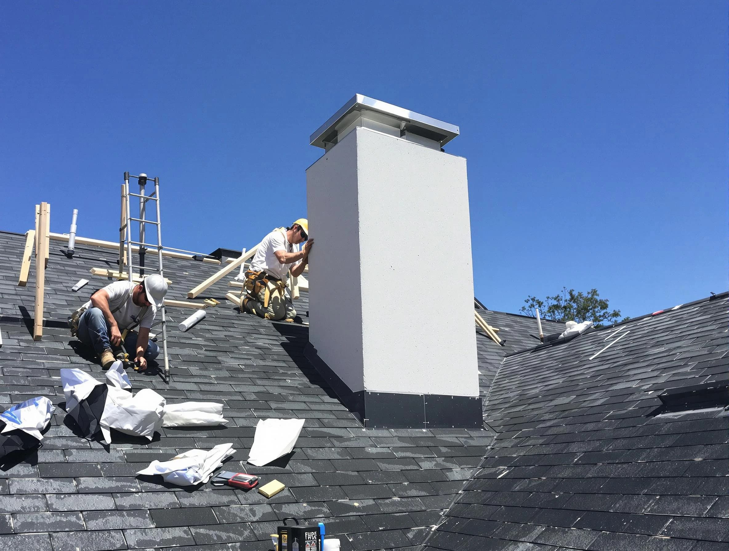 Marshall Chimney Sweep crew installing a new chimney in Marshall, PA
