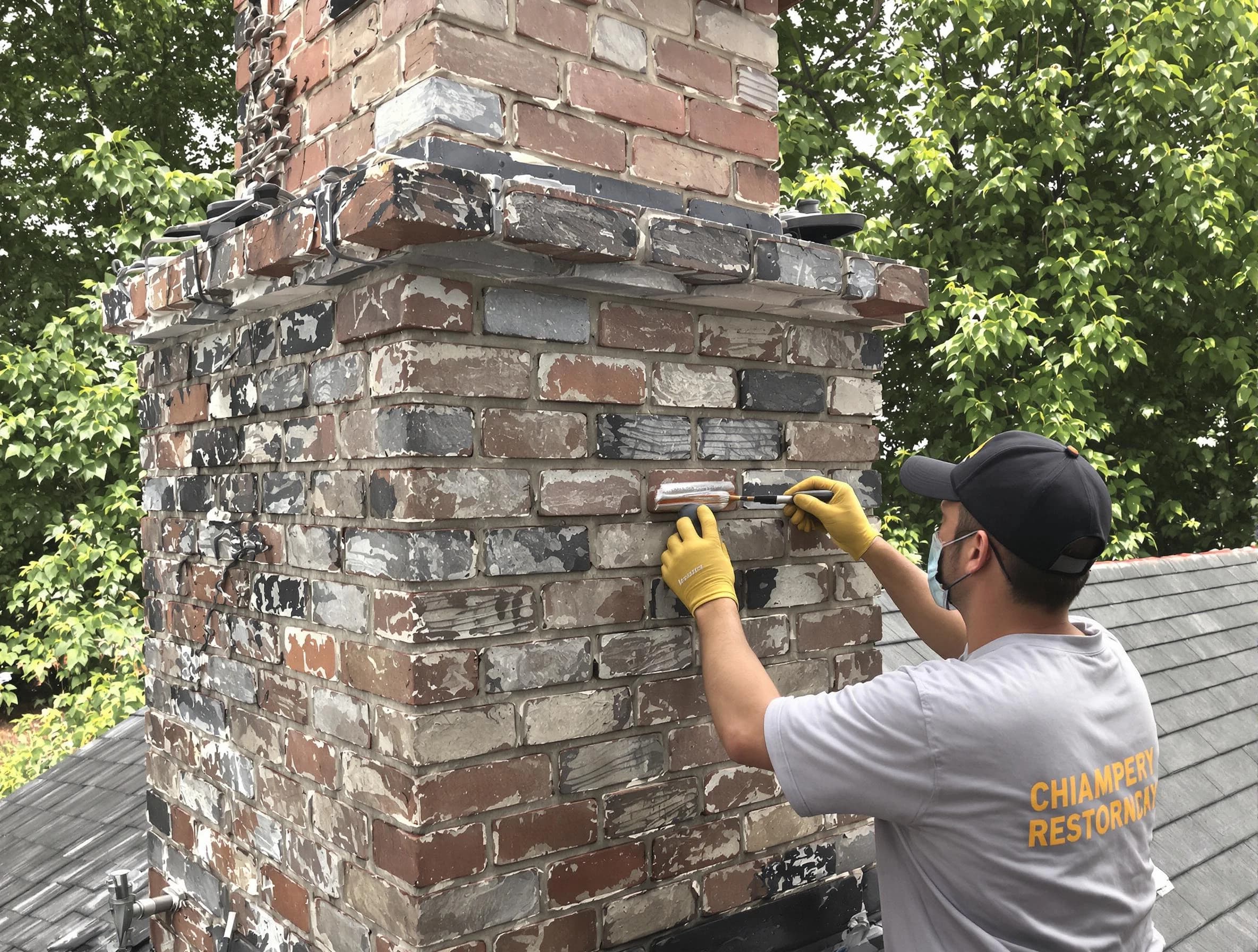 In-progress chimney restoration by Marshall Chimney Sweep in Marshall, PA