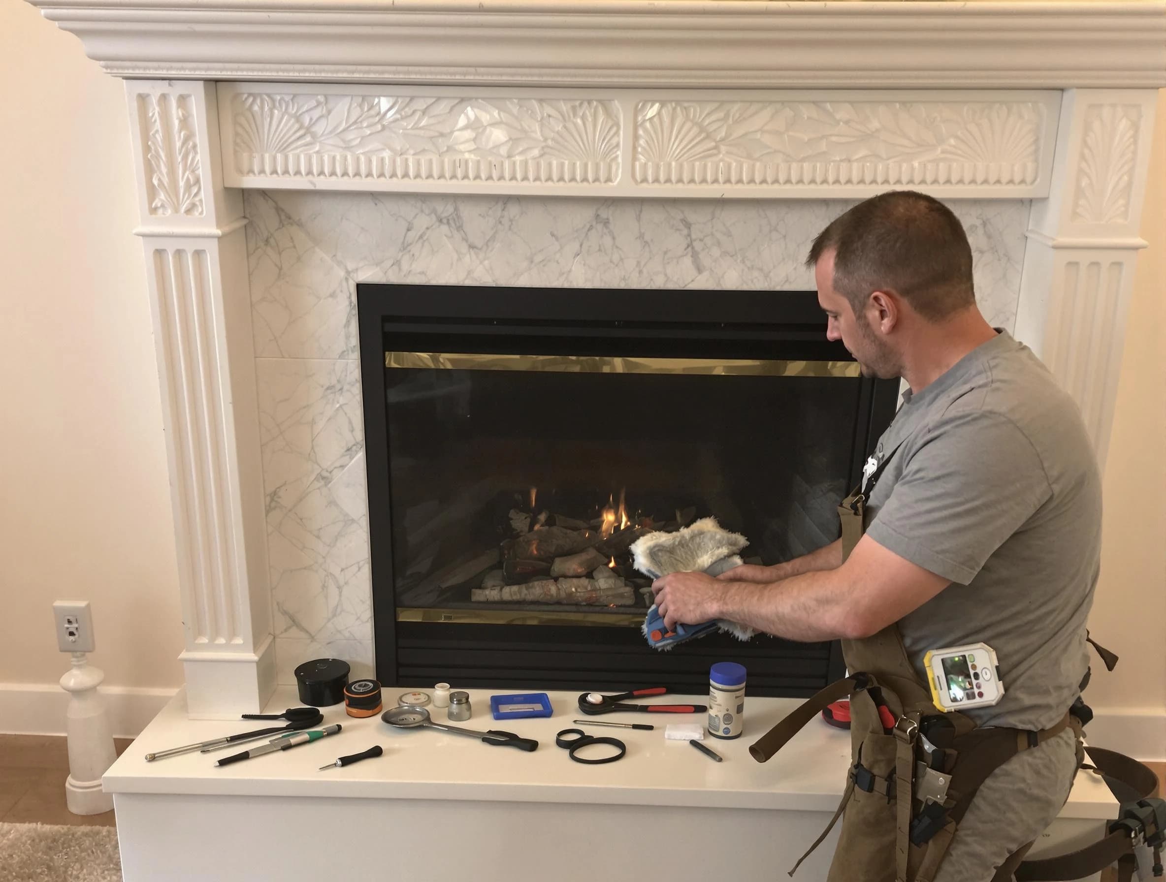 Marshall Chimney Sweep performing fireplace maintenance in Marshall, PA