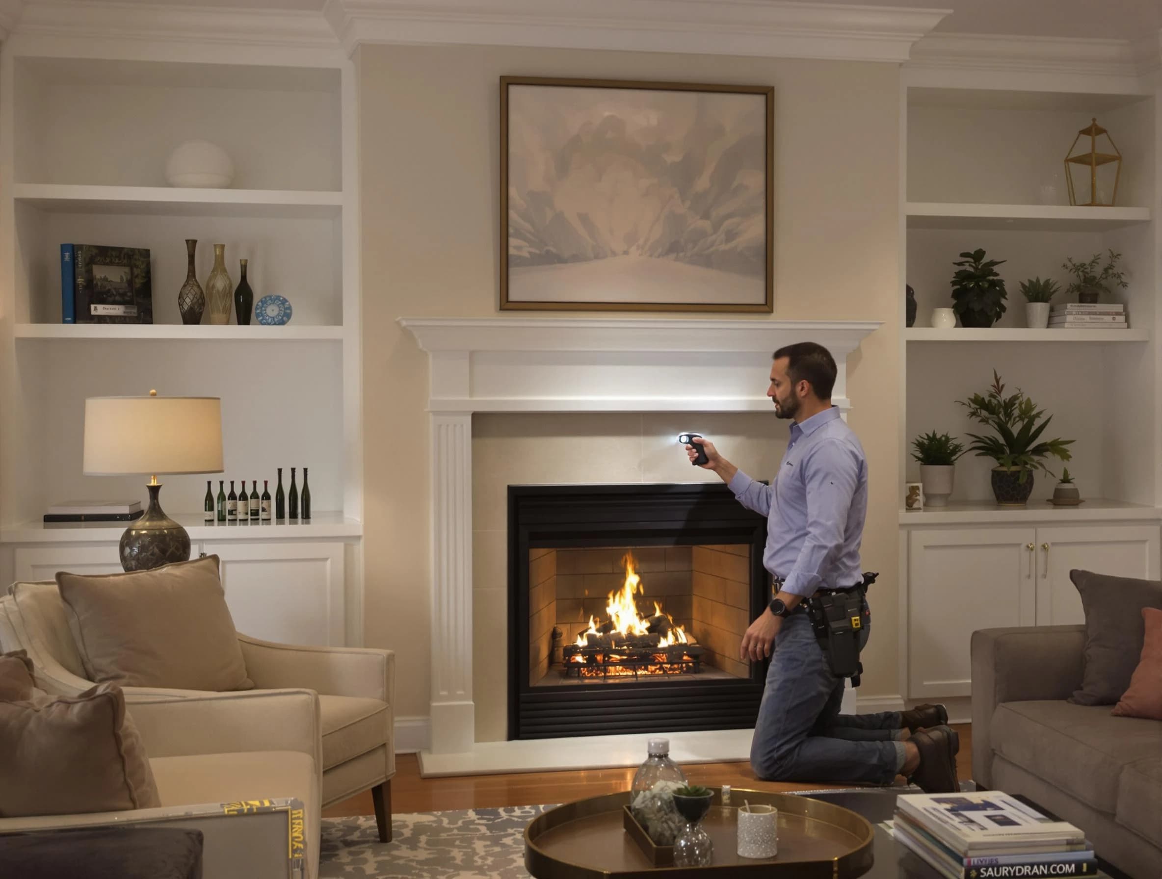 Marshall Chimney Sweep conducting a fireplace safety inspection in Marshall, PA