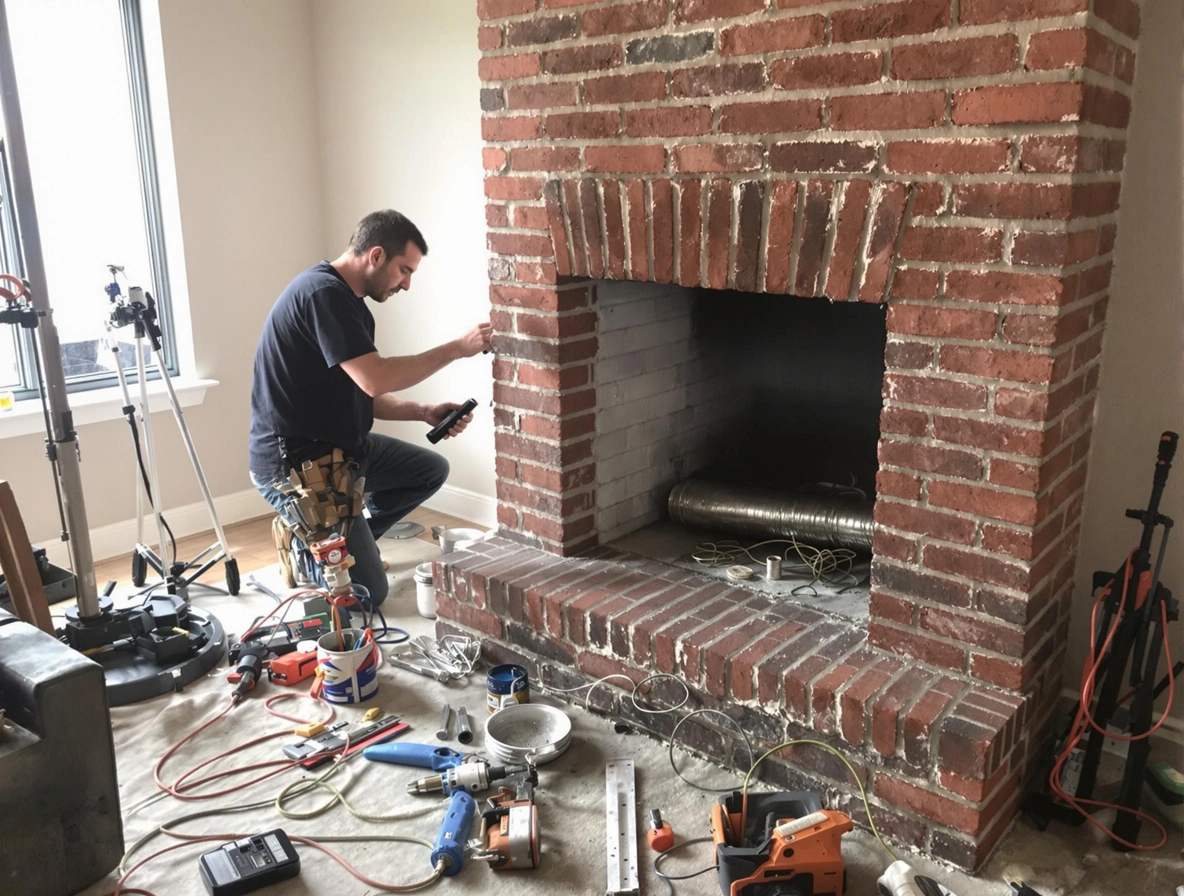 Marshall Chimney Sweep specialist finalizing chimney liner service in Marshall, PA