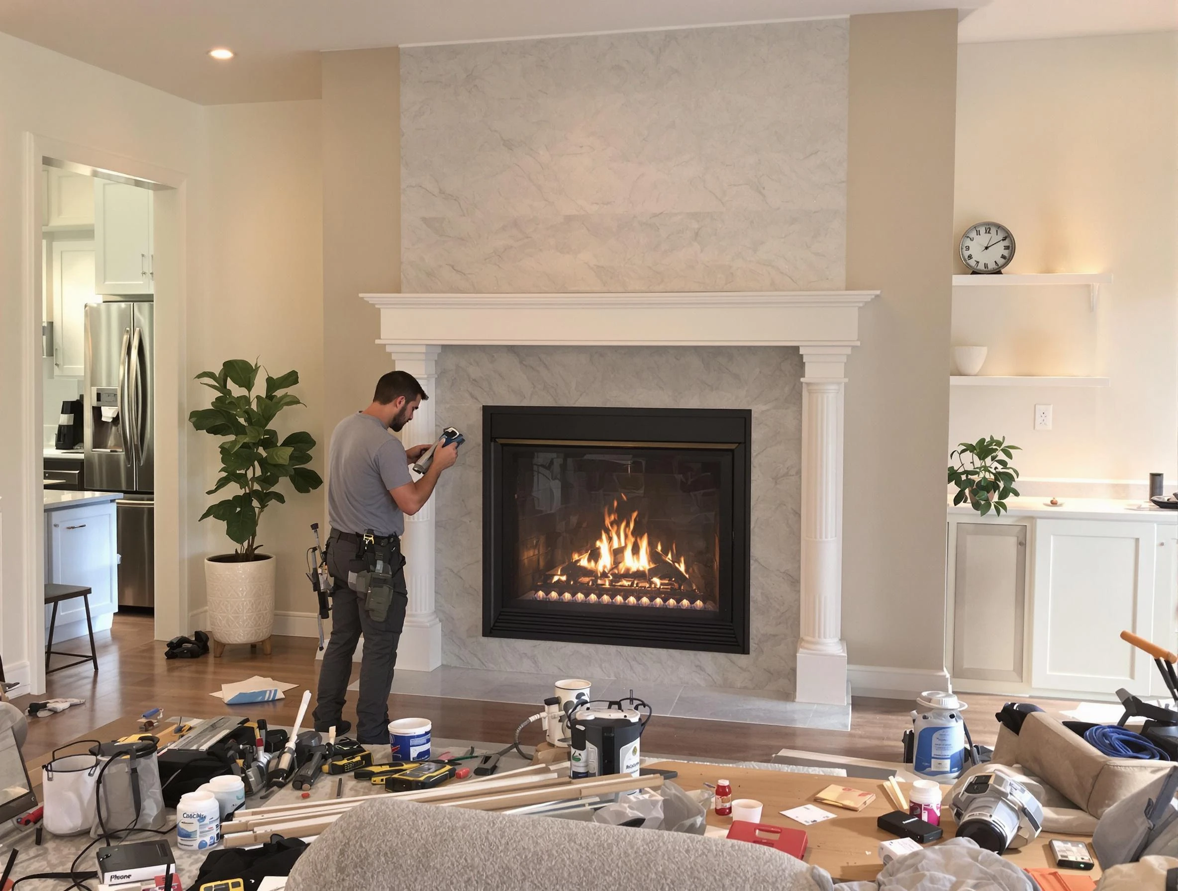 Newly installed fireplace by Marshall Chimney Sweep in Marshall, PA