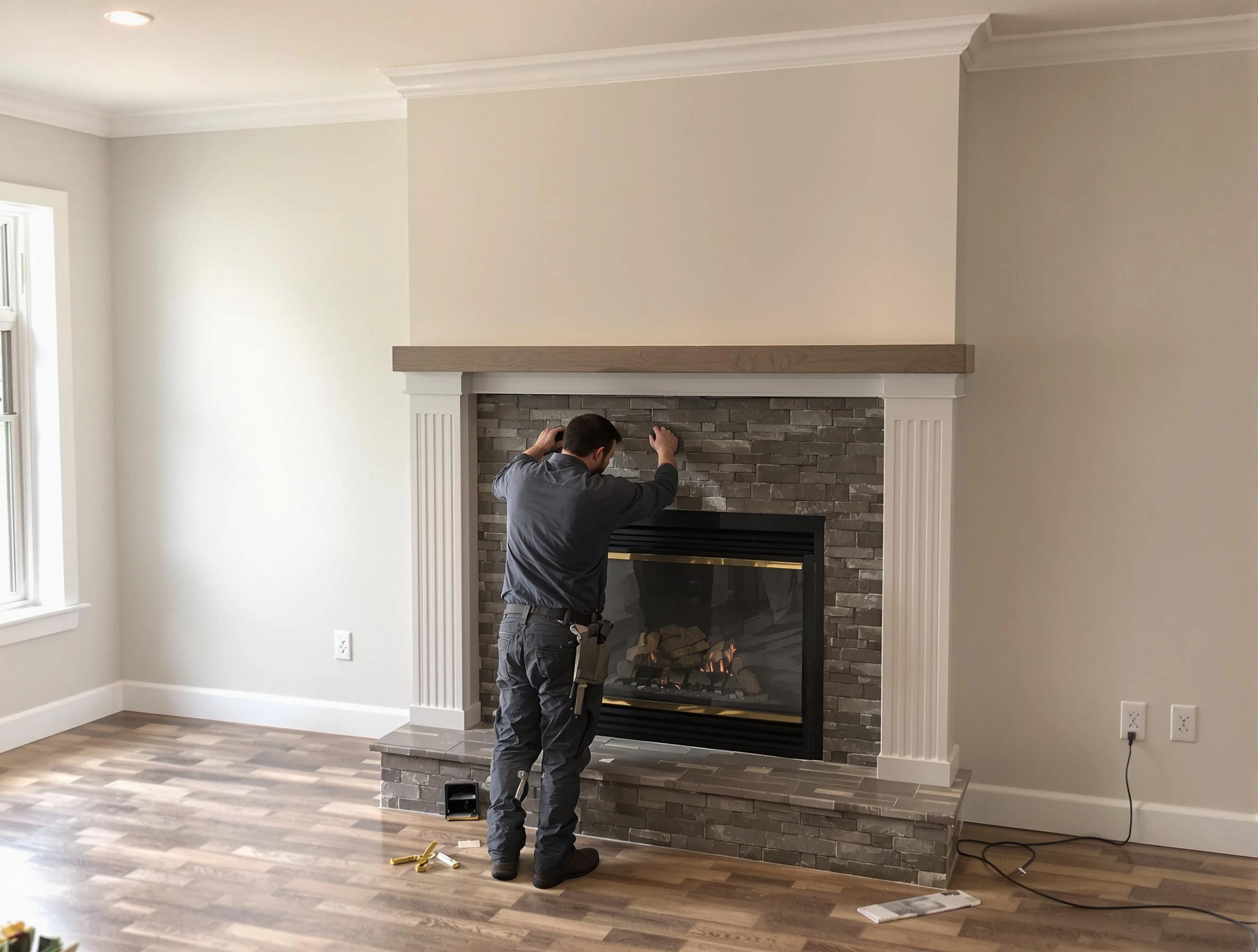 Marshall Chimney Sweep finishing a custom fireplace install in Marshall, PA